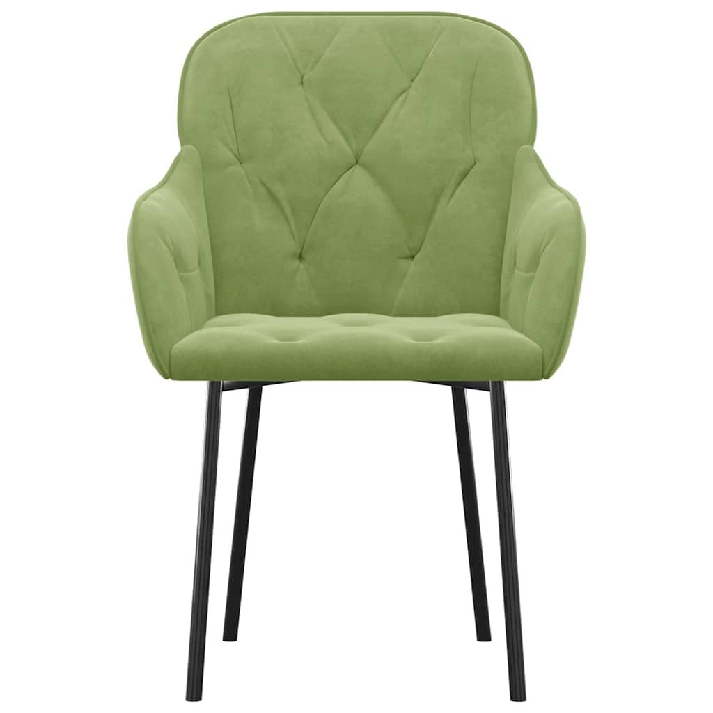 2 Pezzi Sedie da Pranzo Verde Chiaro in Velluto Morbido con Struttura Metallica Robusta, Design Elegante per Soggiorno e Cucina, Comode con Braccioli e Schienale Imbottiti,