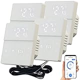 revolt Alexa-Thermostat Heizung: 4er-Set WLAN-Fußbodenheizung-Thermostate mit App, weiß (Thermostat Fußbodenheizung Alexa)