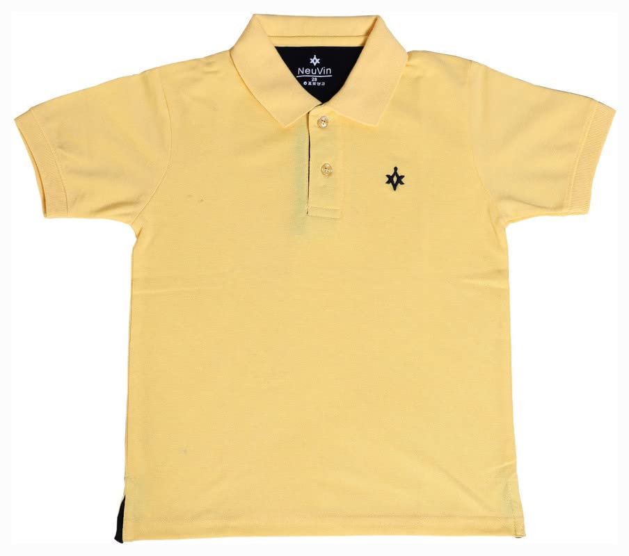 Image of Boys Cotton Polo T-Shirt Regular Fit Half Sleeve Plain Collar T-Shirt, Soft Breathable Casual Wear