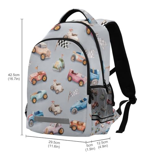 Vintage Toy Cars Kid's Elementary Middle School Backpack for Son Daughter, Age 6-12 Back to School Backpack Bookbag Schoolbag for Boys Girls3
