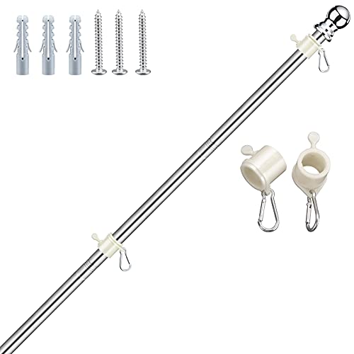 MIYA Flag Pole Without Bracket - 5 FT Flagpole Kit for American Flag - Stainless Steel Professional Flag Pole for House Garden Yard - Residential or Commercial Flag Pole(Flag Pole only)