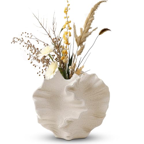 Vase en céramique, beige - Vases modernes pour style nordique, rustique - Vase de ferme en céramique, décoration de vase, décoration de table, pour la...