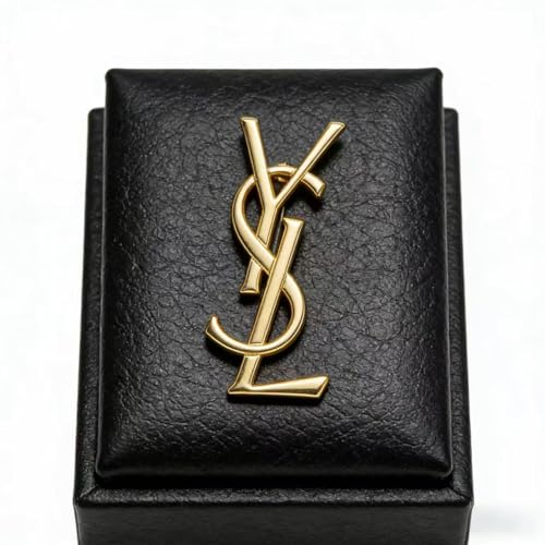 image for Generic Gold-Tone Interlocking Initials Brooch – Sleek Minimalist Me