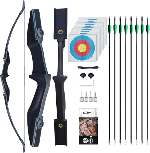 Recurve-Bogen-Set mit 8 Pfeilen, 30-40 lb Bogenschießen-Takedown-Bogen für Rechts- und...