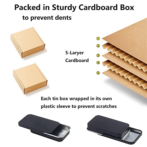 Gere 6 Pack Metal Rectangular Sliding Lid Tin Boxes Black, Containers Portable Box Small Storage Kit Home Organizer, Model 805015 #TOP6