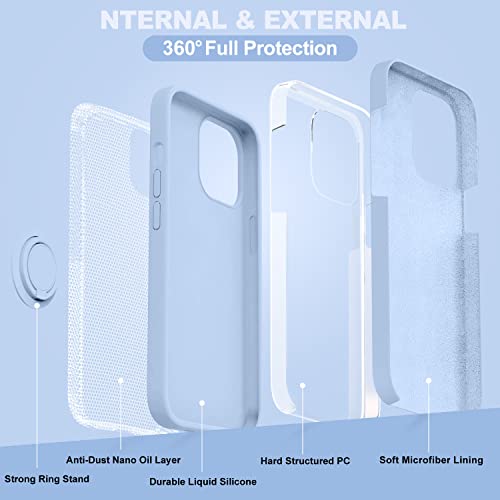 Mocca Compatible With Iphone 14 Pro Max Case With Ring Kickstand | Liquid Silicone | Microfiber Linner |Anti-Scratch Full-Body Shockproof Protective Cases For Iphone 14 Pro Max 6.7Inch - Clove Purple #TOP3