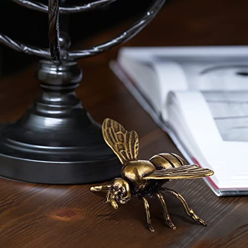 Veemoon C79V2551029SACQLP 2Pcs Gold Bee Figurines Brass Animal Insects Figurines Statue Feng Shui Sculpture Toys Gold Desk Home Indoor Decorative Collectible Or Elders thumb #2