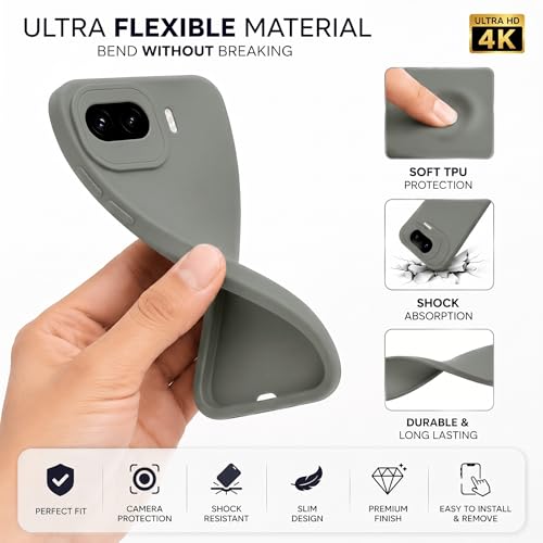 Image of FIRST MART Matte Silicone Back Cover for iQOO 15R - Green