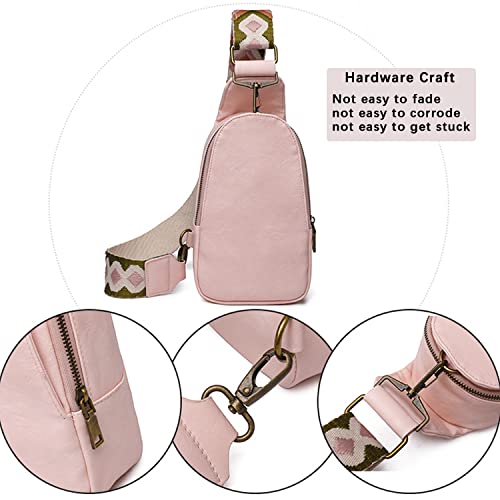 Ct-Tebrun Sling Bag For Women Pu Leather Sling Bag Women's Chest Sling Bag With Pockets For Cycling Hiking Traveling(Beige) #TOP3