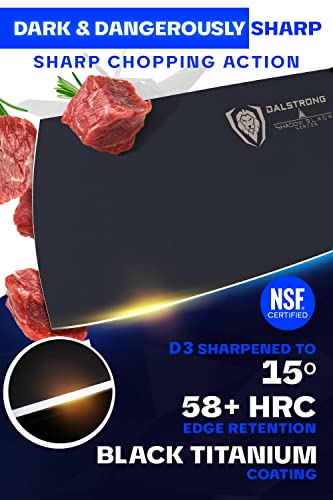 Dalstrong Meat Cleaver Knife-7"-Shadow Black Series-Titanium Nitride Coated-High Carbon Vacuum Treated Steel-Razor Sharp Kitchen Knife Gift-Sheath-NSF Certified