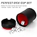 Dice Cup with Lid, PU Leather and Felt-Lined, Quiet Shaker for Yahtzee Farkle Dice Board Games, Set of Six 16mm Dice Included