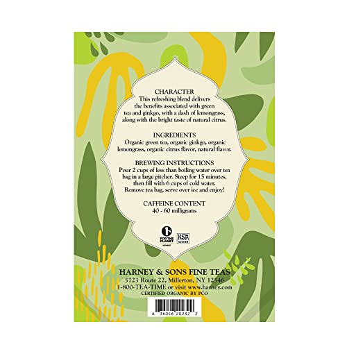 Harney & Sons Organic Green With Citrus & Gingko Fresh Brew Iced Tea | 15Ct, Brews Up To 30 Quarts Of Iced Tea #TOP1