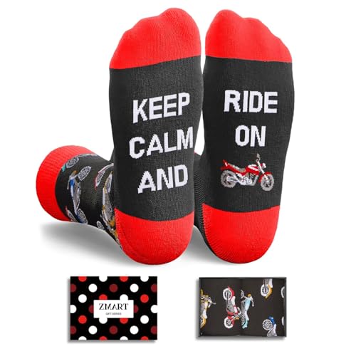 Zmart Motorcycle Gifts for Men - Motorcycle Socks, Funny Gifts for Dirt Bike Riders Lovers, Dirt Bike Socks, Motocross Stocking Stuffer