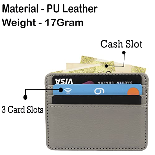 Image of Stealodeal Grey Slim Leather Debit /Credit with Cash Slots (Unisex) 4 Slots Card Holder