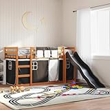 Concept interactif de jeu et de sommeil : transformez la chambre de votre enfant en un terrain de jeu d'aventure avec le toboggan amusant et les rideaux colorés en blanc et noir. Ceux-ci créent un refuge secret et font de l'heure du coucher une expérience passionnante.
