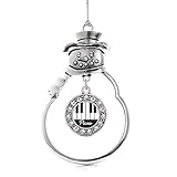 Inspirado en los Amantes de la Plata Piano círculo Adorno de muñeco de Nieve Vacaciones árbol de Navidad con Cristales