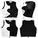 JUOIANTANG Women Sexy Top Unterhemden Basic Tops Trendig Sport Top mit Drawstring für Club Schwarz Weiß WAOH S