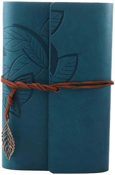 Vintage Notebook Retro Office Paper Replaceable Notepad Loose leaf Binder Planners Kraft(Blue-Medium 125x185mm)