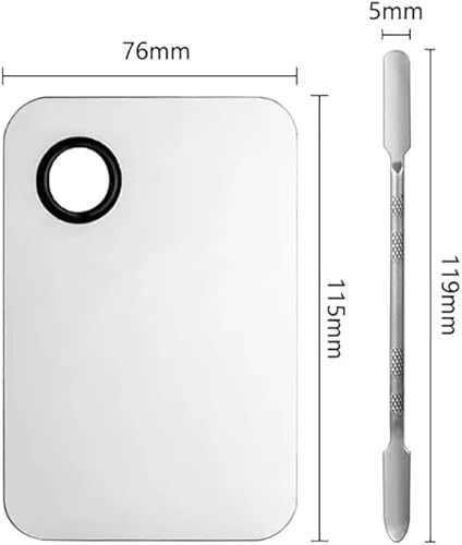 Stainless Steel Makeup Spatula and Palette Flat Liquid Foundation Brush Cosmetic Mixing Palette Makeup Blending Tray Facial Beauty Spatula Face Cream Brush Applicator