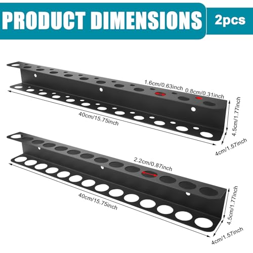2 Stück Wandhalterung Werkzeughalter, 40cm Schraubenzieher Halterung, Schraubendreher Halter mit Schrauben und Expansionsrohr, Schraubendreher und Zangen Halter für Garage Werkstatt Schuppen, Schwarz