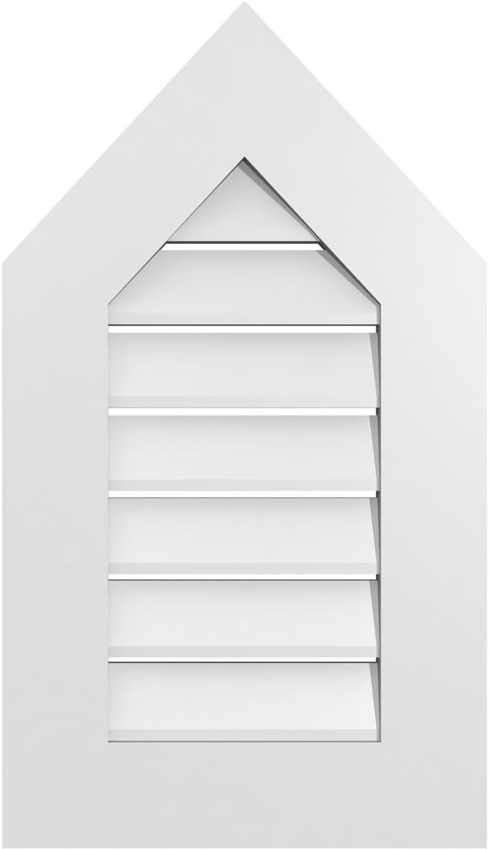 GVSPE16X2801SF-13 Peaked Top Standard Frame, Primed Tan Signature Series Surface Mount Gable Vents, 16-in. W x 28-in. H