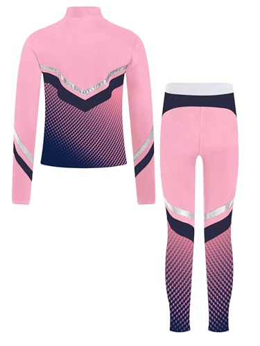 Jugaoge Kids Girls 2 Piece Sports Outfits Warm Fleece Zip Up Sports Jacket with Leggings Set for Ice Skating4