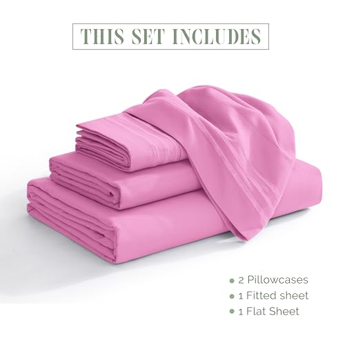 Elegant Comfort Luxurious 1500 Premium Hotel Quality Microfiber 4-Piece Sheet Set, 18-24 Inches Deep - Extra Deep Pocket Sheets - Ultra Soft 4PC Deep Pocket Sheets, King, Light Pink