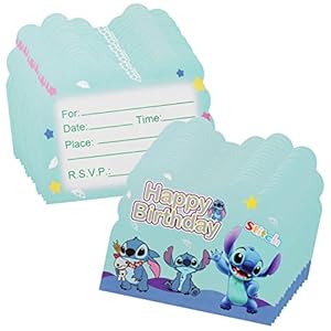 30 Pièces Carte Invitation Enfant – simyron Thème Carte D’invitation, Stitch Thème D’invitation Cards Anniversaire…