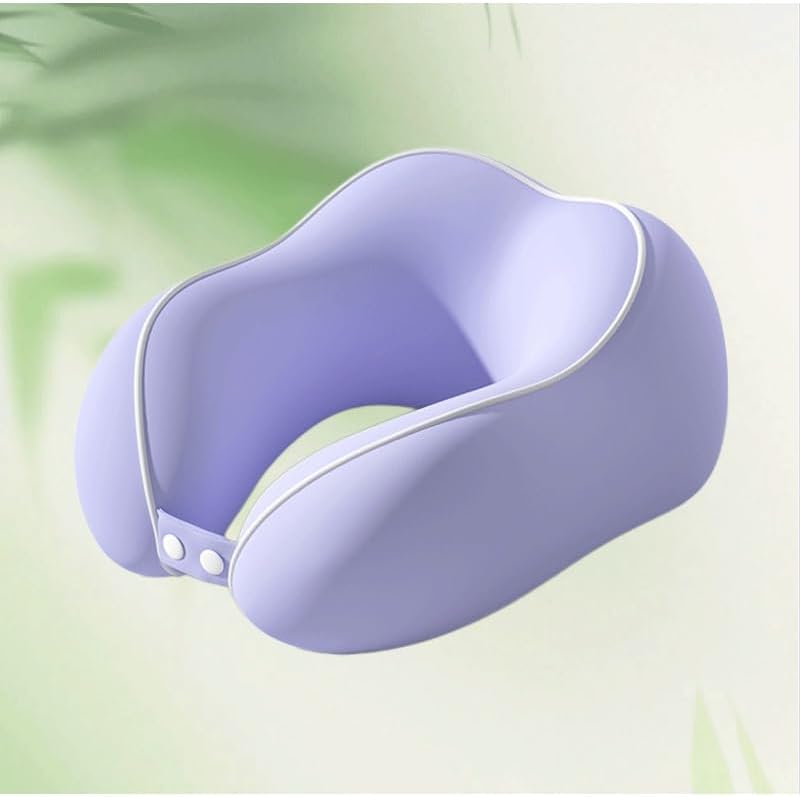 U-Shaped Pillow Travel Neck Memory Foam Headrest Button-Neck