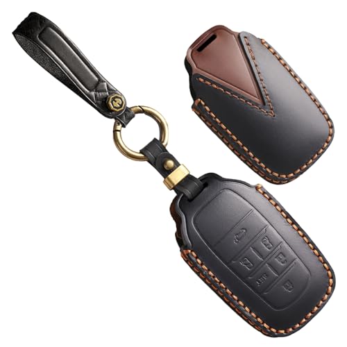 Porte-clés de voiture pour Toyota CHR et Corolla Cross : étui cuir noir 6 boutons