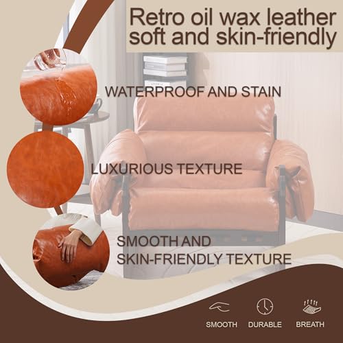 Sillón Vintage Piel encerada Naranja miniatura 3