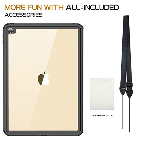 AICase iPad Pro 10.5 IP68 Waterproof, 360 Degree All Round Protective Ultra Slim Thin Dust/Snow Proof with Lanyard 2017-Black - Thumbnail 4