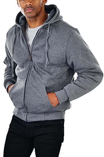Image of ToBeInStyle Men's Polar Fleece Long Sleeve Zip Up Kangaroo Pocket Cold Weather Hoodie Jacket