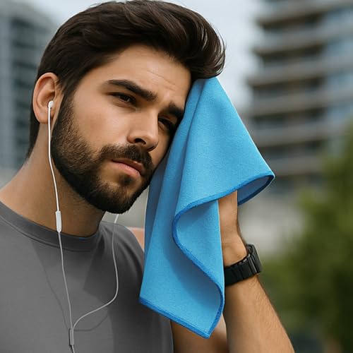 Image of Story@Home Gym Towel for Men Workout Swimming Microfiber Towels for Bath Men Hand Towel for Women Thin Quick Drying Lightweight Absorbent Towel (42 x 55 cm, Blue) | Pack of 1
