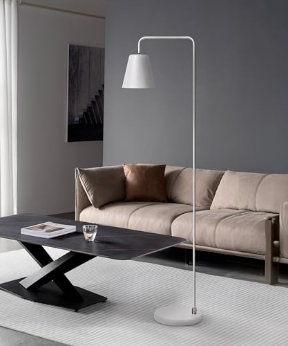 Image of HarvestLand Steady Floor Lamp, Reading Lamp for Living Room, White Nickel | 345 Shade adjustable standing lamp, Bedroom Reading Lamp, Living Room Home Deco Lamp