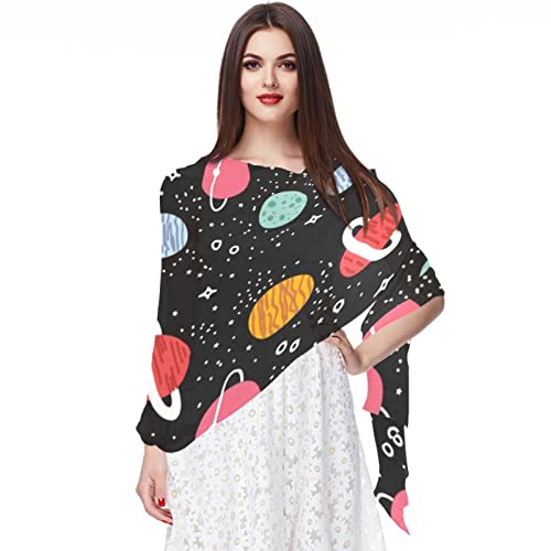 Foulard en mousseline de soie univers cosmique cadeau d'anniversaire femme