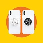 4 Support de téléphone Pack/Cell, Porte-doigts pliables pour smartphones - Marbre noir blanc