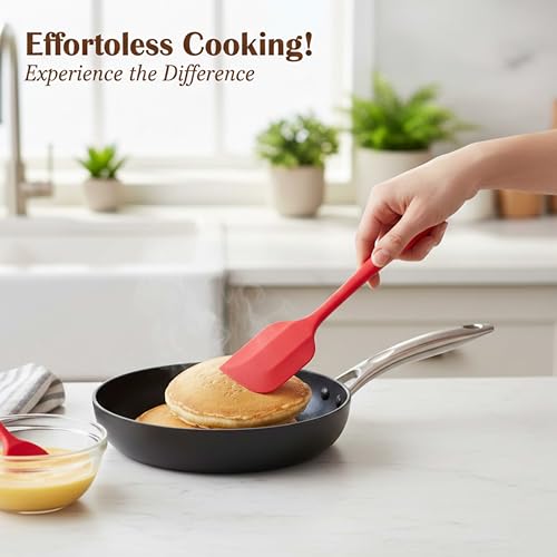 Image of Zeox Home Essentials Silicone Spatula Set - 6-Piece Food-Grade Silicone Utensils, Heat-Resistant (230C), Safe for Non-Stick Cookware, Easy Clean Kitchen Tools