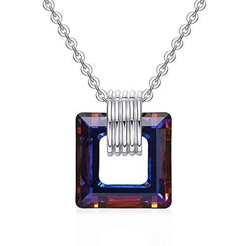 Pendentif en argent 925 et cristaux collier carré femme tendance