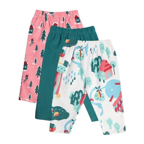 Image of miniklub Baby Full Length Knitted Cotton Bottom, Pack of 3 (Multi Color)