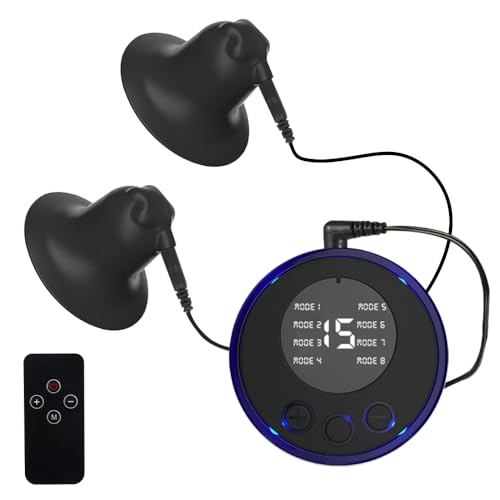 Qcpuuu Suceurs Pour Mamelon Vibrantes, Silicone Masseur Electrique de Sein avec 8 Modes de Vibration, Electro-Stimulation, Pinces Pour Mamelon