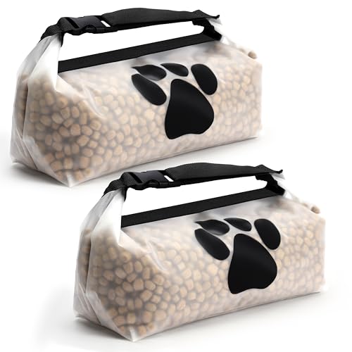 BELLE VOUS Hundefutter-Aufbewahrungsbeutel 2er Set - Futtertasche - Reise Hundenapf für Hundefutter oder Hundekekse - Hunde Reise Zubehör - Faltbarer Hundenapf unterwegs