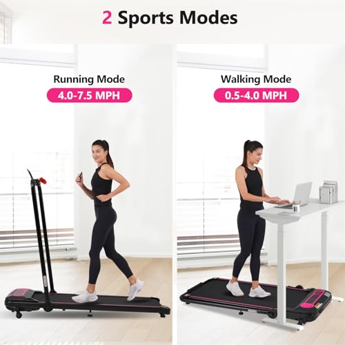 Image of Folding Walking Pad for Small Spaces, Portable Under Desk Treadmills for Home Office, Walking Pad Treadmill, 300LBS Capacity Treadmill for Walking Running - Two Ways to Adjust Speed