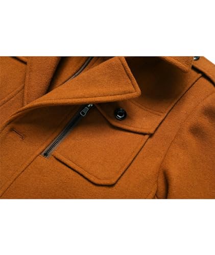 Image of SOMTHRON Men's Wool Blend Trench Coat Slim fit Single Breasted Notch Lapel Winter Jacket Business Pea Coat Overcoat