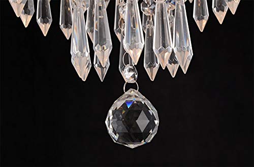 Image of Crystal Glass Octagonal Bead Chandelier /Ceiling with 2 Watt 4 LED Color for Banquet Hall, Living Room, Restaurants, Temples (Light Color: Warm White, White and Yellow, Width: 40 cm).