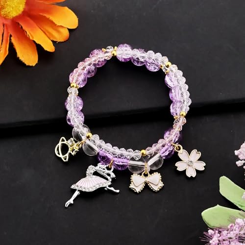 Image of Ballerina Bracelet Dance Recital Bracelet Ballerina Blue Bracelet Cute Ballerina Dance Beaded Bracelet Ballerina Friendship Bracelets Ballerina Party Jewellery