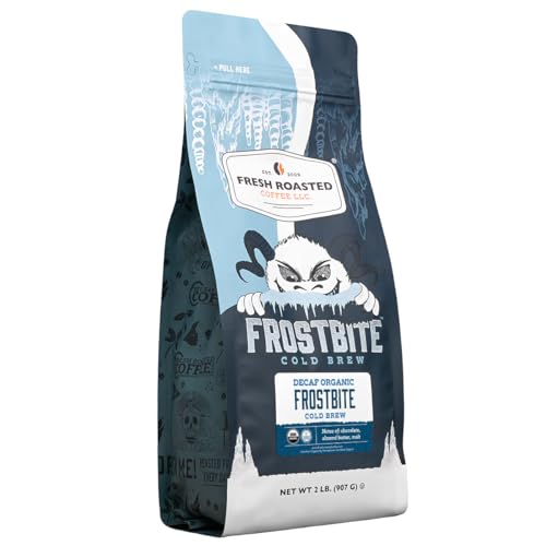 Fresh Roasted Coffee, Organic Decaf Frostbite Cold Brew | Mold & Myco 3rd Party Tested | 2 lb (32 oz) Medium Roast, Kosher, Whole Bean