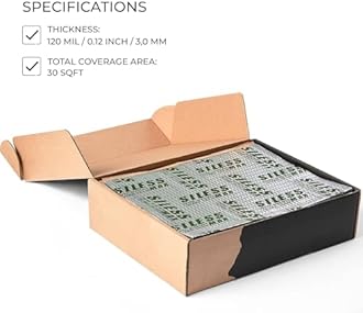 Siless Max 120 mil (3mm) 30 sqft Car Sound Deadening mat - Butyl Automotive Sound Deadener - Noise Insulation and Vibration Dampening Material (30 sqft)
