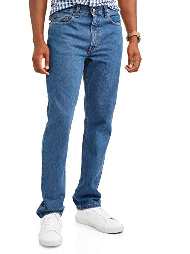 George Men's Classic 5-Pocket Regular Fit Denim Blue Jeans (Medium Stone Wash)