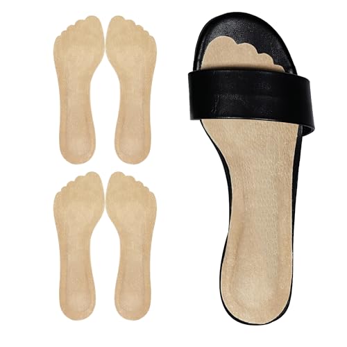 2 Pairs Pigskin High Heel Sandal Inserts for Women, Anti Slip & Sweat Cushioning Insoles for Flats Dress Shoes, Self-Adhesive Leather Inserts Relief Blister Callus Pain, Small 5-8 Size